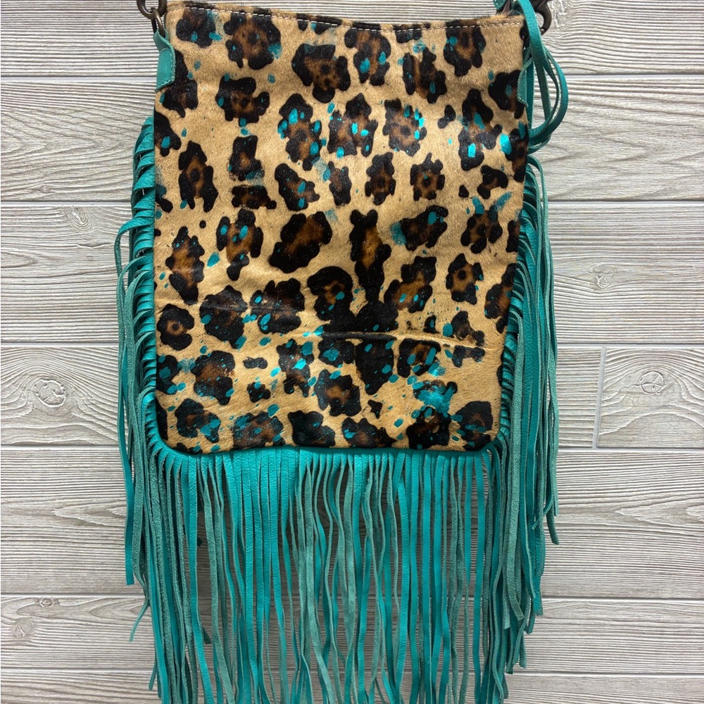 American Darling Fringed Hair on Cowhide Genuine Tanned Leather Crossbody